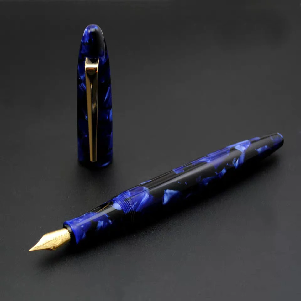 

Custom Resin Blue Sea Fountain Pen With #5 F Schmidt NIb And Schmidt Converter