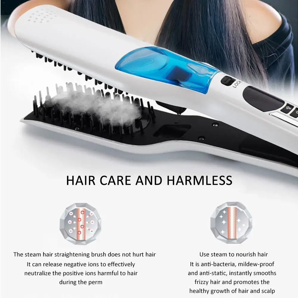

Steam Hair Straightener Dry and Wet Use Cause No Damage Mist Spray Hair Straightening Brush