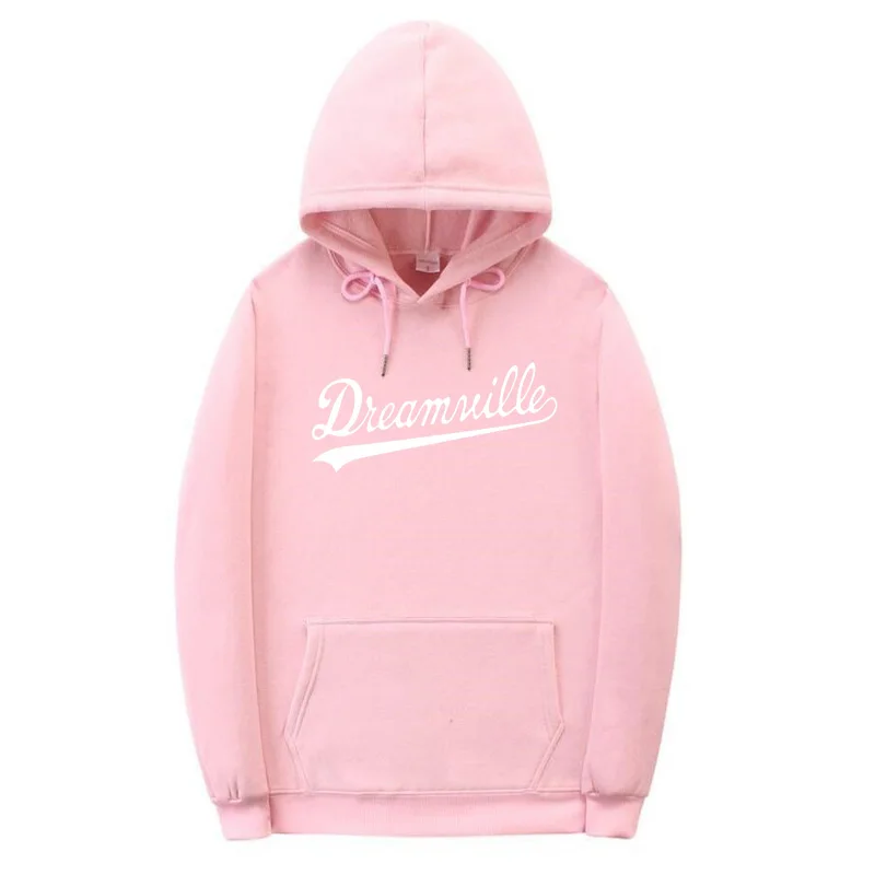 Новинка; худи Для мужчин хип-хоп DREAMVILLE Коул Логотип с капюшоном Swag письмо флисовые J худи с принтом Cole зимние толстовки Мужские пуловер - Цвет: Pink