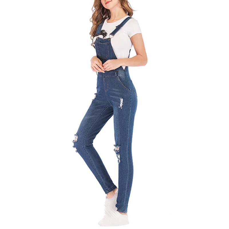 Женский джинсовый комбинезон большого размера удобный джинсовые лямки рваные облегающие простые уличные праздничные комбинезоны модные комбинезоны корейский комбинезон