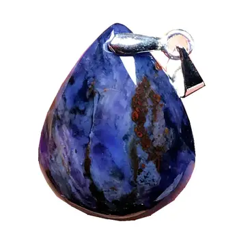 

Top Natural Royal Blue Sugilite Pendant Jewelry For Woman Man Crystal 20x16x6mm Beads Silver Water Drop Anticancer Stone AAAAA