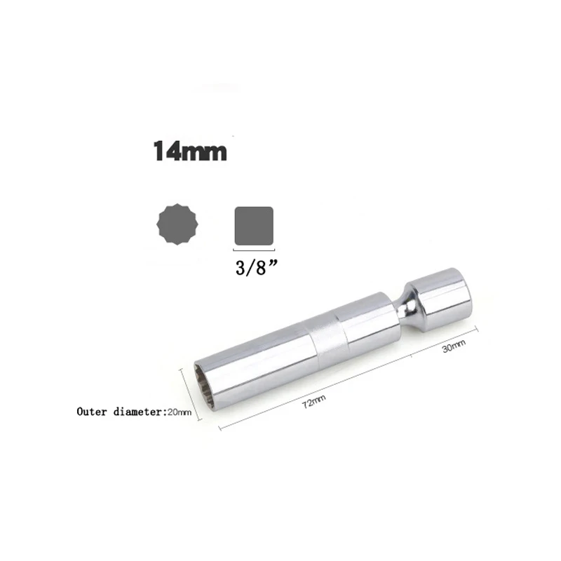 14mm 3/" 14/16 мм Свеча зажигания специальные гнезда 12-зуб гибкий 3/8 гнездо набор инструментов CR-V Универсальный Магнитный гаечный ключ головы инструменты для ремонта автомобилей - Цвет: 14mm