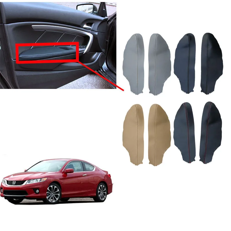 2*Black Leather Front Door Panels Armrest Cover For Honda ACCORD Coupe 2008-2012 Brand New And High Quality