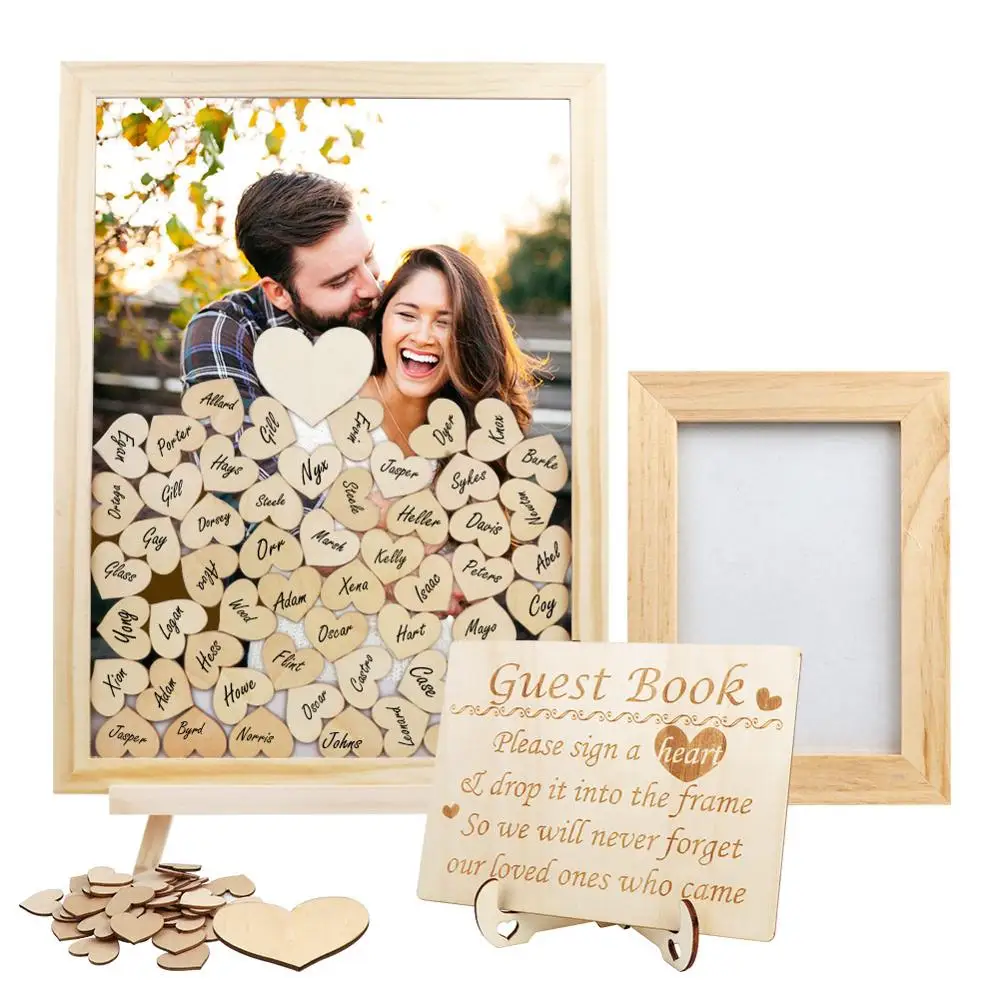 Wedding Guest Book Personalized Rustic Sweet Wedding Guestbook Drop Box Signature 3D Guest Book Wooden Box Guestbook