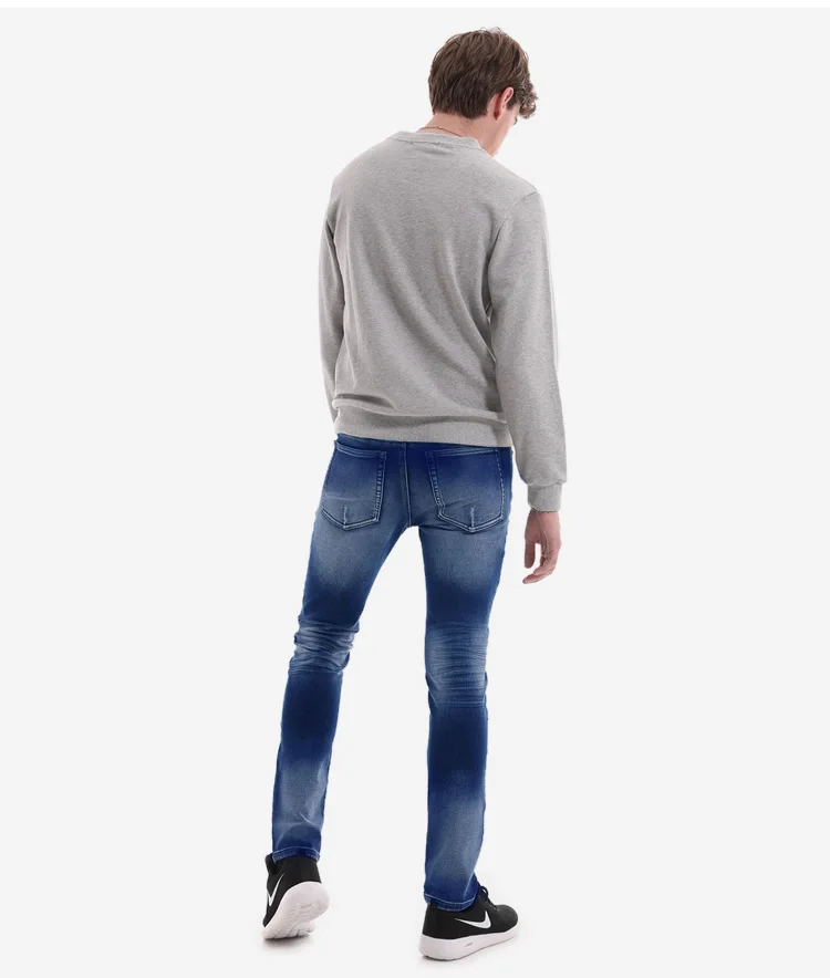 AliExpress осенние мужские джинсы с дырками, мужские эластичные прямые узкие джинсы большого размера, мужские брюки
