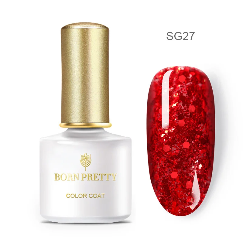 BP-SG27 Гель-лак для ногтей BORN PRETTY с блестящими блестками, 6 мл, глазирующий УФ-гель розового, золотого, серебряного цвета, сияющий, впитывающий УФ-Гель-лак для ногтей - Цвет: BP-SG27