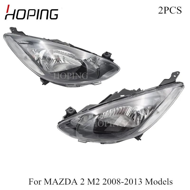 Надеясь 2 шт. автомобиля Тюнинг головной светильник налобный фонарь для Mazda 2 2008 2009 2010 2010 2012 2013 спереди головной светильник без лампочки - Цвет: Темно-серый