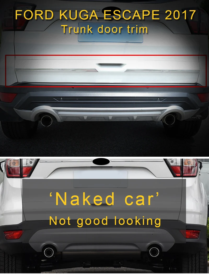 Для Ford Kuga ESCAPE стайлинга автомобилей задняя дверь Декор для багажника Крышка обрезная рамка внешние аксессуары