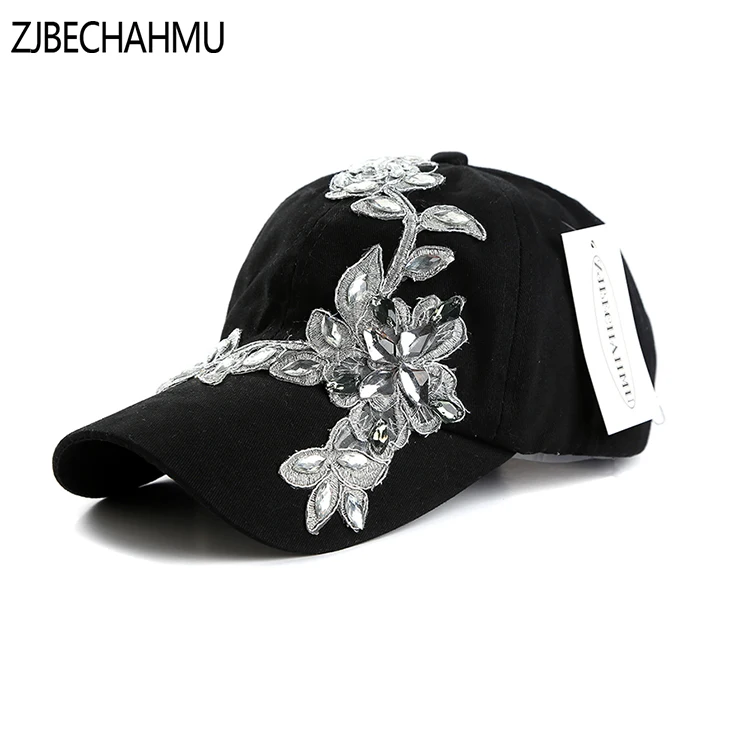 

Fashion Spring Cotton Cap Baseball Caps Snapback Hat Summer Cap Rhinestone Hip Hop Floral Hats For Men Women Grinding Multicolor
