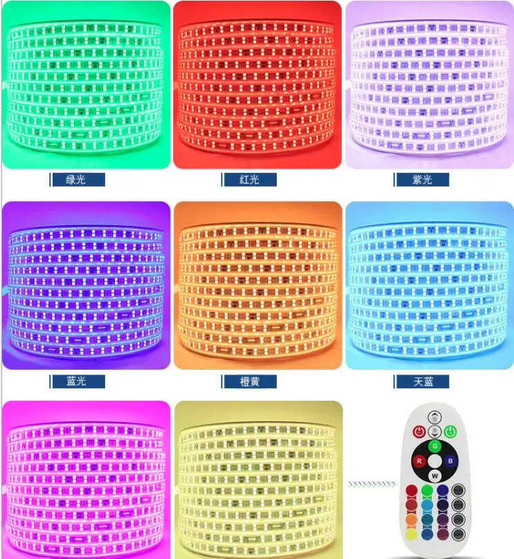 Приложение и RGB контроллер дистанционного управления для Светодиодные ленты светильник высокого Яркость 220 V Светодиодные ленты водонепроницаемый 220 в 120 светодиодный s/m SMD5050 лента светодиодный полосы