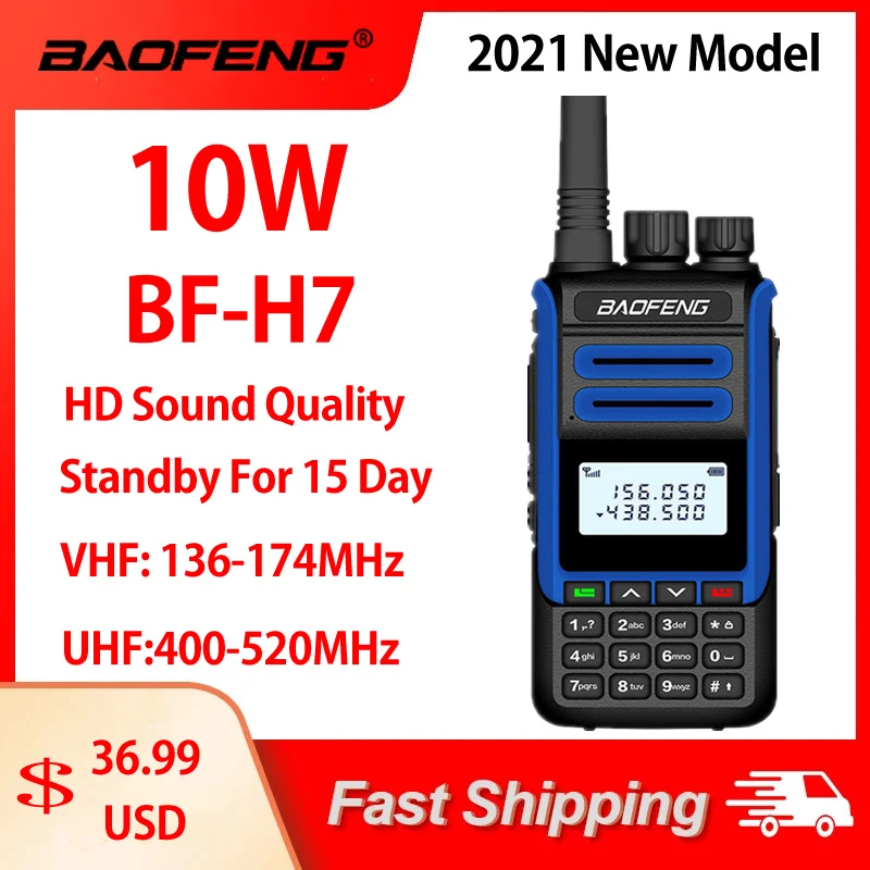 BaoFeng Real 10W BF-H7 Walkie Talkie Powerful Amateur Ham CB Radio Station Dual Band Transceiver 10KM Hunting Intercom pc | Мобильные
