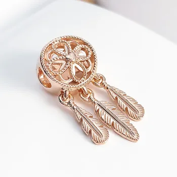 

Authentic 925 Sterling Silver Beads New Rose Gold Sacred Dream Catcher Beads Fit Original Pandora Bracelet For Women Diy Jewelry