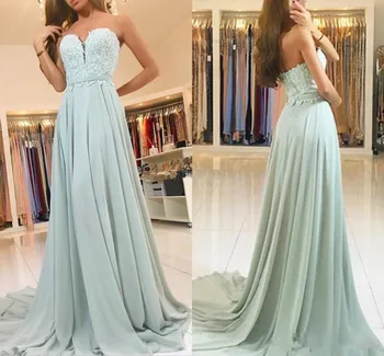 

Charming Simple A-Line Chiffon Prom Dress with Lace Appliques Sweetheart Backless Custom Made Vestidos De Soriee New Arrivals