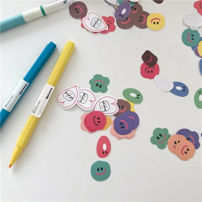 SIXONE 110 Pc Ins Creative Cute Label Stickers Smiling Face Expression Pack Foodie Stickers Handbook Material Decorative Sticker