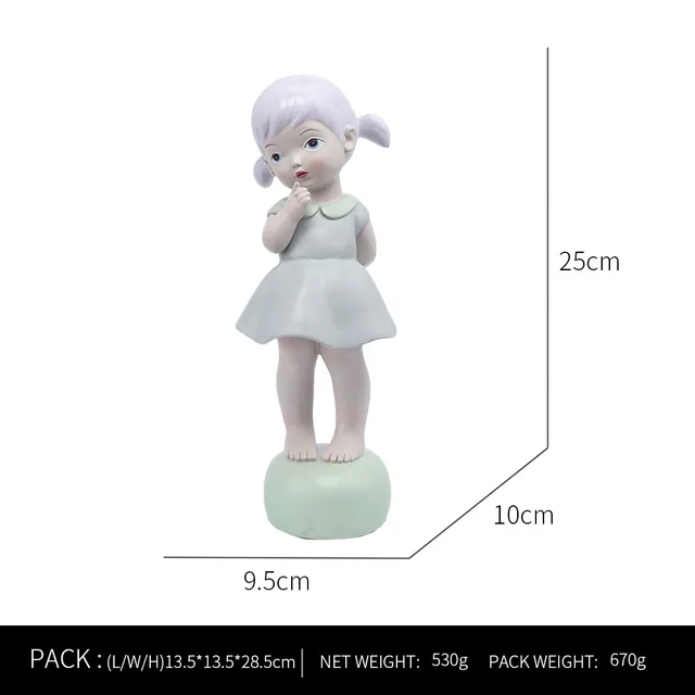 Ornaments For Home Cute Girl Rabbit Elephant Horse Statues Sculptures Figurines For Interior Room Decor Living Room Decoration little girl D