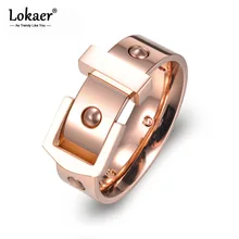 Lokaer Новая женская обувь с модной ременной пряжкой дизайн нержавеющая стальные кольца ювелирные изделия Романтическая любовь, обручальные кольца, кольца для Для женщин Anillos R17037