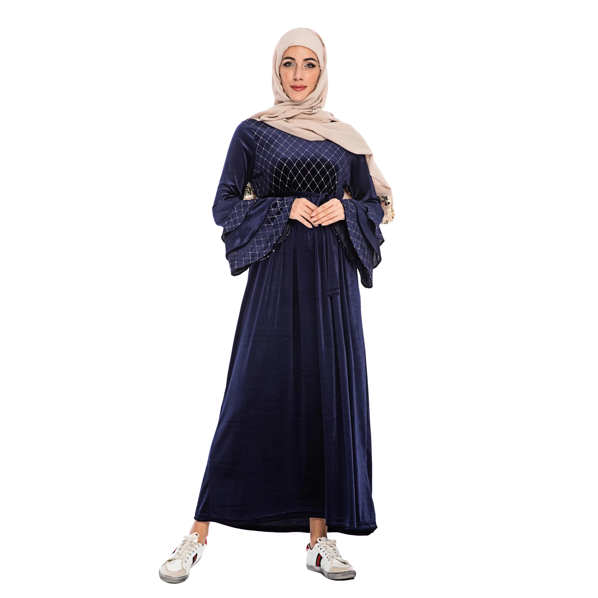 Elegnat мусульманский бархат abaya Макси длинное платье, Роба платья кимоно зима Рамадан Eid Исламская, молитвенная Tesettur Elbise поклонение службы