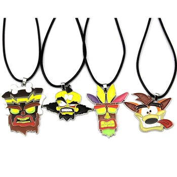 

Hot Game Crash Bandicoot Necklaces Pendant For Women Leather Chain Wolf Pendant Male Animal Necklace Collier Homme