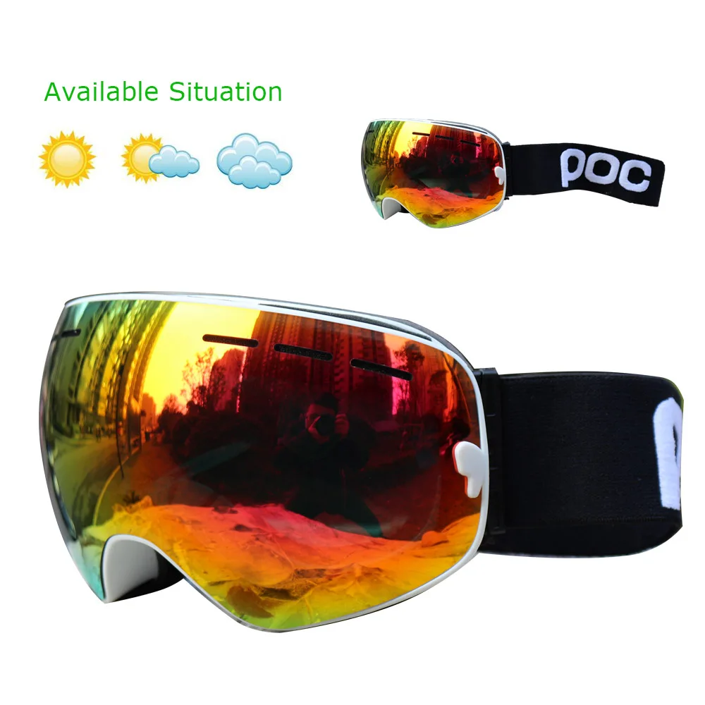 Ski Goggles Double Layers UV400 Anti-fog Big Ski Mask Glasses Skiing Snow Snowboard Goggles Men Women Ski Eyewear 6
