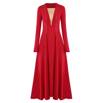 

Women Adult Praise Dress Ballet Dress Long Sleeve Praise Dance Dress Elegant Long Liturgical Dress Pleated Swing Dancer Dress