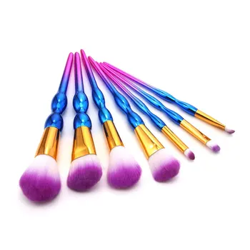 

7pcs Gourd Handle Blue Red Handle Red Brush Makeup Brushes Tool Set Cosmetic Powder Eye Shadow Foundation Blush