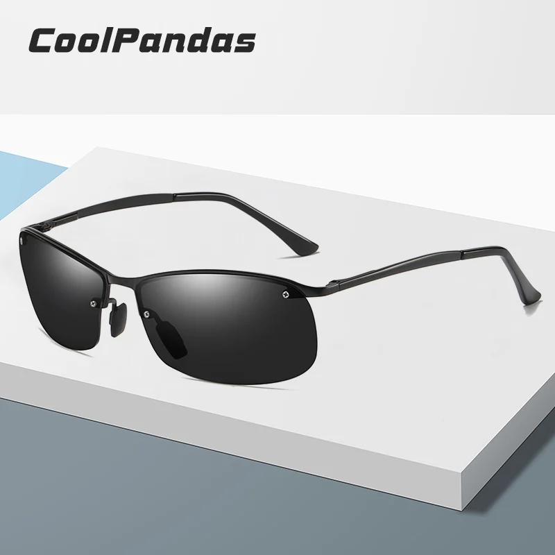 

CoolPandas Brand 2019 Men's Sunglasses Driving Polarized Sun glasses HD Semi-Rimless Men Women Eyewear Gafas De Sol Shades UV400