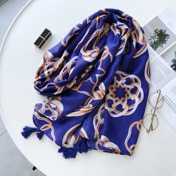 

2020 new scarf women's summer shawl Joker thin spring and autumn scarf chain ring beach towel sunscreen shawl