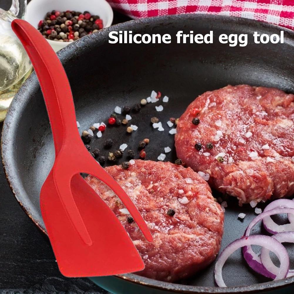 Silicone Spatula 2 In 1 Grip Flip Tongs Egg Spatula Tongs Clamp Pancake Spatula Clamp Kitchen Cooking Turner Flipper Kitchen Accessories