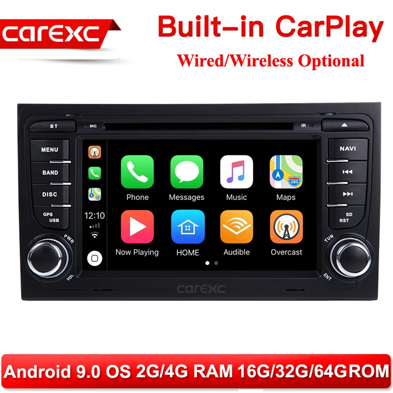 CarExc 2 din Android 9,0 радио Поддержка беспроводной CarPlay Muiltmedia DVD плеер с gps-навигатором для Audi A4 S4 RS4 2002-2008 SEAT EXEO