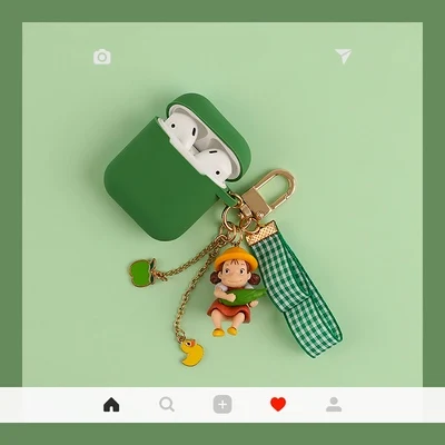 Силиконовые чехлы для Apple AirPods 2 мягкие Мультяшные милые цветочные наушники чехол для Air Pods 1 Зарядная коробка крышка с крючками - Цвет: 019