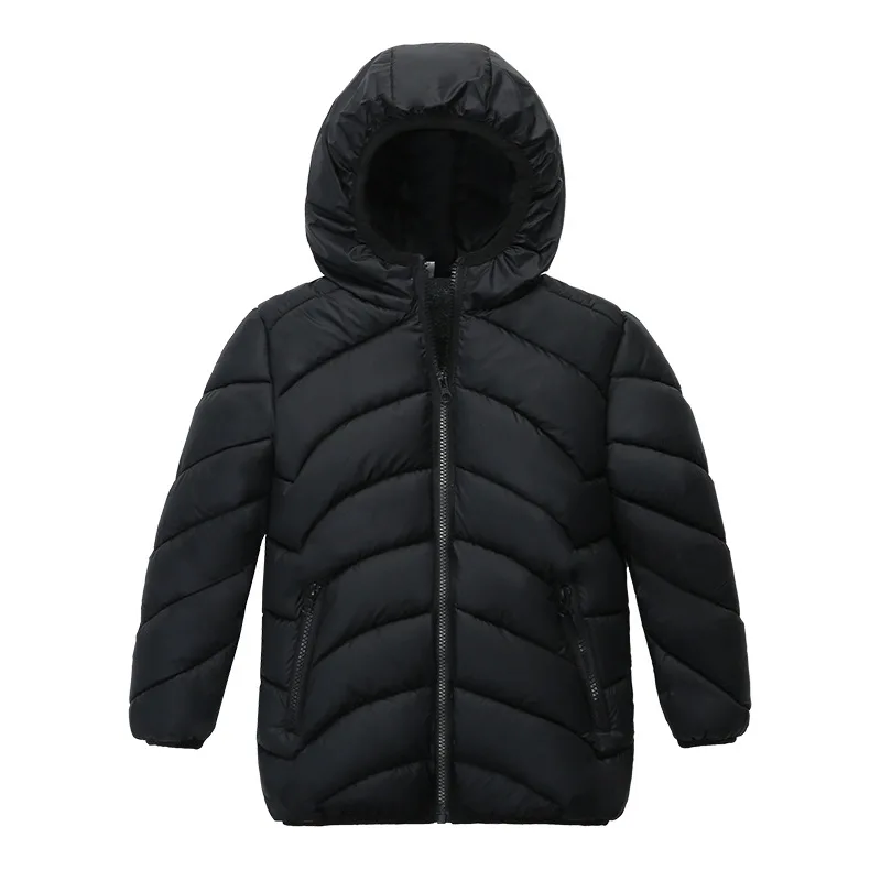 Детское зимнее пальто для мальчиков-подростков; костюмы с капюшоном и меховым воротником; кашемировое пальто; плотный теплый пуховик; спортивная верхняя одежда - Цвет: Black