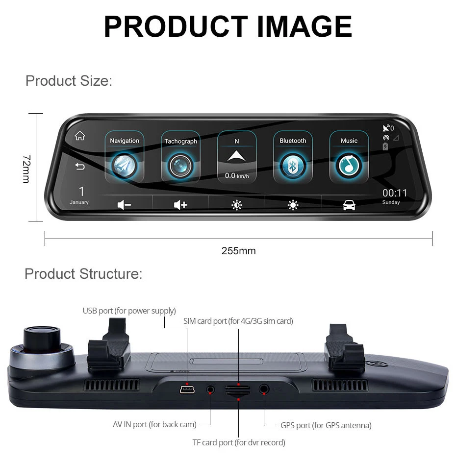 4G 10 &quotHD 1080P зеркало заднего вида Автомобильный видеорегистратор gps навигатор wifi