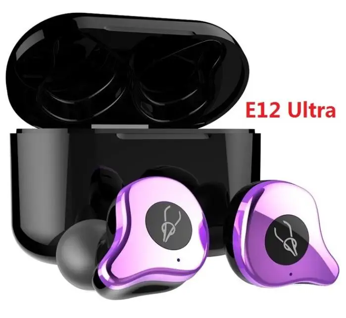 Фиолетовый Sabbat E12 ультра TWS беспроводные Bluetooth наушники спортивные Hi-Fi стерео наушники гарнитура с шумоподавителем с зарядным устройством PK E12 - Цвет: Фиолетовый