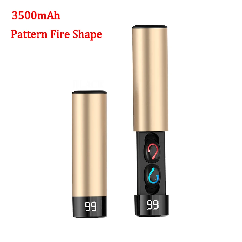 3500mAh-Gold-Fire 3500 мАч беспроводные наушники блютуз наушники bluetooth TWS V5.0 мини беспроводные Bluetooth наушники для телефона гарнитура спортивные Стерео шумоподавление наушники водонепроницаемые PK Q32 без проводные наушники - Цвет: 3500mAh-Gold-Fire
