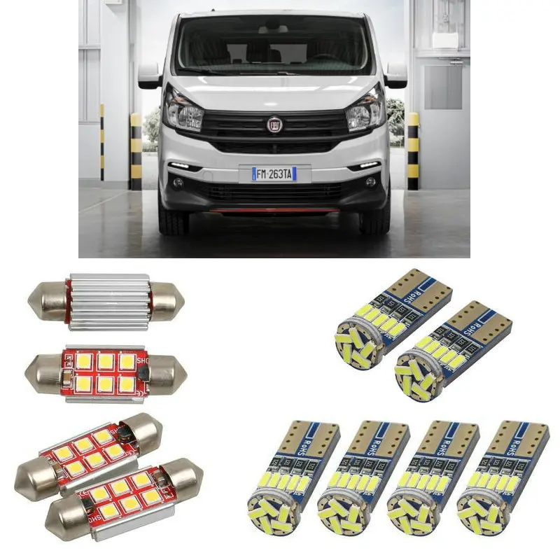 Luci Interne A Led Per Auto Per Fiat Talento 296 Box Station Wagon Lampadine Per Autobus Per Auto Luce Targa 8Pc
