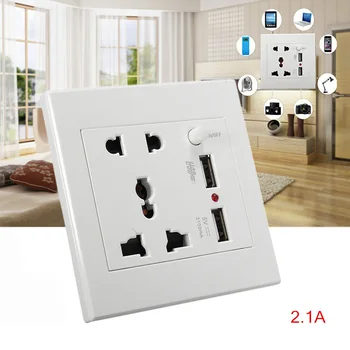 

Universal 5V Wall Electronic Socket Eu Standard Power Outlet With Dual Home Usb Plug Charger Power Socket With 2usb 86mm*86mm