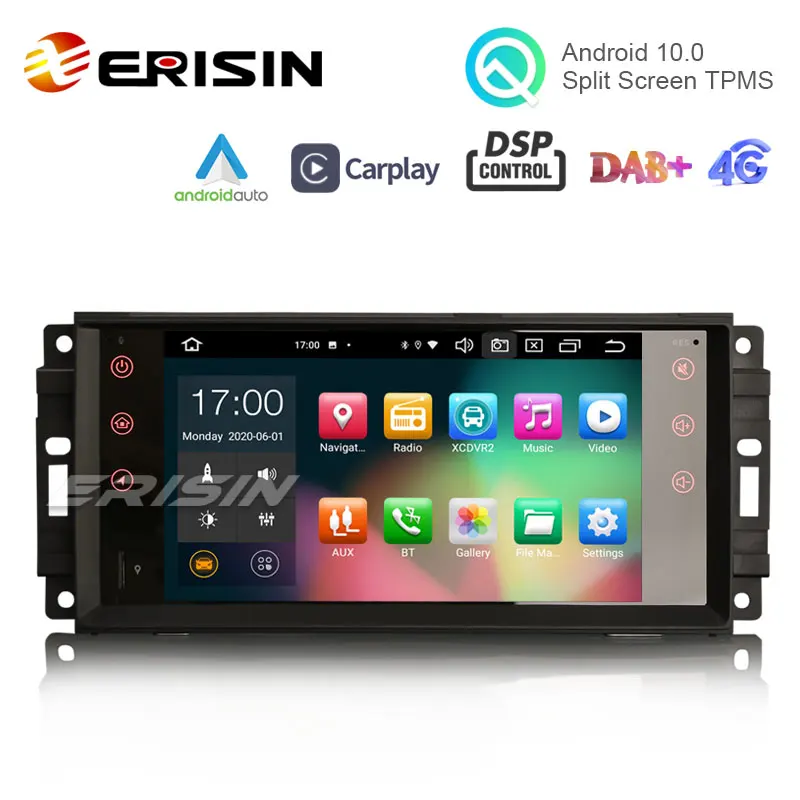 Erisin ES8176J 7 "PX5 Android 10 0 автомобильная стереосистема DSP CarPlay и Авто GPS TPMS DAB + 4G для Jeep