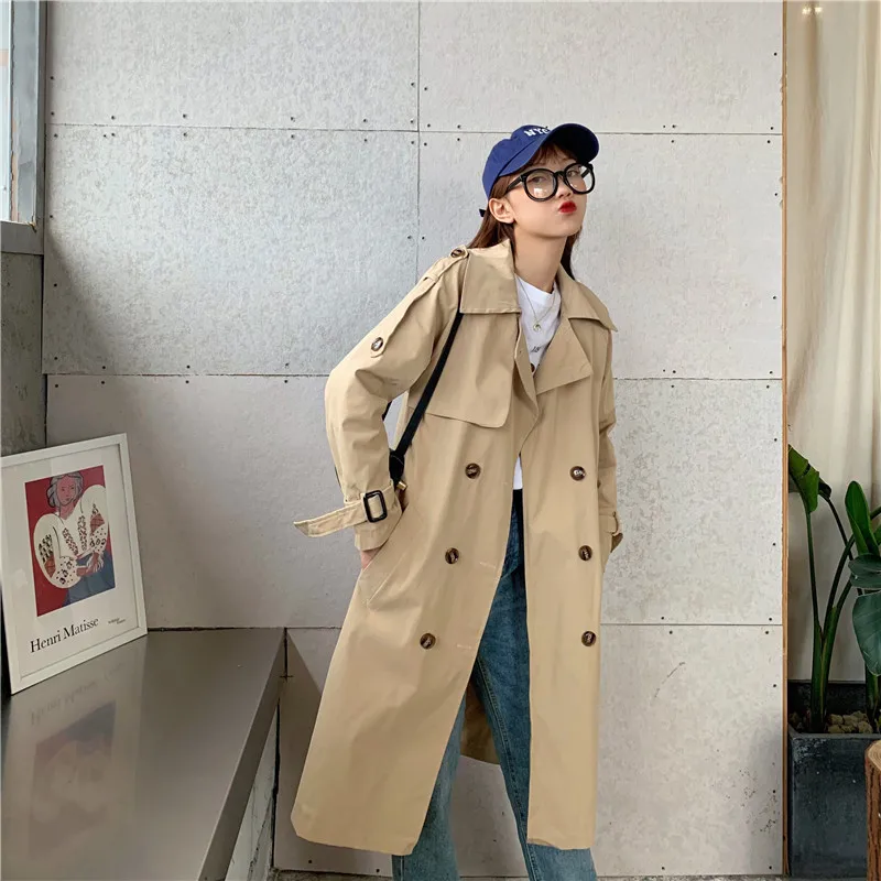 Photo Shoot Autumn Clothing New Style Popular Trench Coat Women's Loose-Fit Mid-length over-the-Knee British Style Early Au