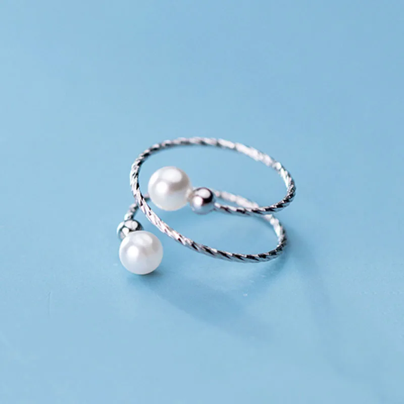 INZATT Real 925% Sterling Silver Minimalist Pearl spiral Ring For Women Birthday Party Classic Fine Jewelry Accessories Gift - Image 4