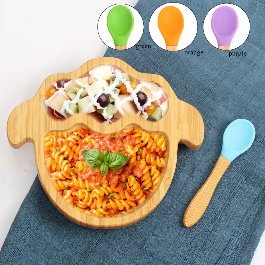 

Suction Bowl Bamboo Silicone Cup Baby Plate Feeding Bamboo Children Tableware Dishes Baby Bowl Spoon Feeding Bowl Dinnerware Boy