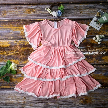 

Retail 475677 Princess Layers Lace Cotton Baby Girl Dresses Summer Wedding Party Kids Dress For Girl Wholesale baby girl clothes