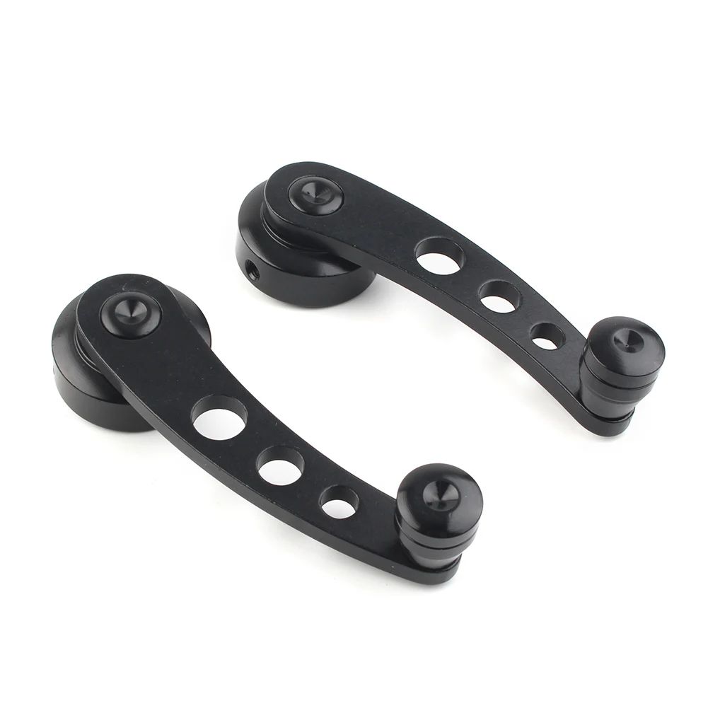 Car Window Handle Winder Riser Winder Crank Riser 2Pcs Black CNC Aluminum Universal