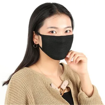 

10Pcs Cotton Mask Simple Masque Unisex Black Cycling Anti-Dust Anti-Pollution Breathable Earloop Mouth Face Mask Warm Mask