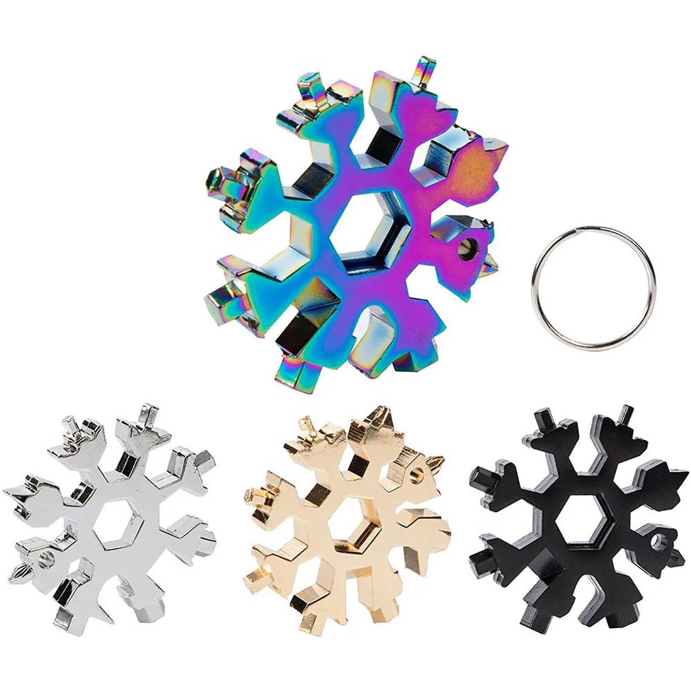 Snowflake Multi Tool 18-in-1 Snowflake Multi Tool Outdoor Camping Travel Camping Adventure Daily Survival Tools Stainless Screwdriver Bottle Opene