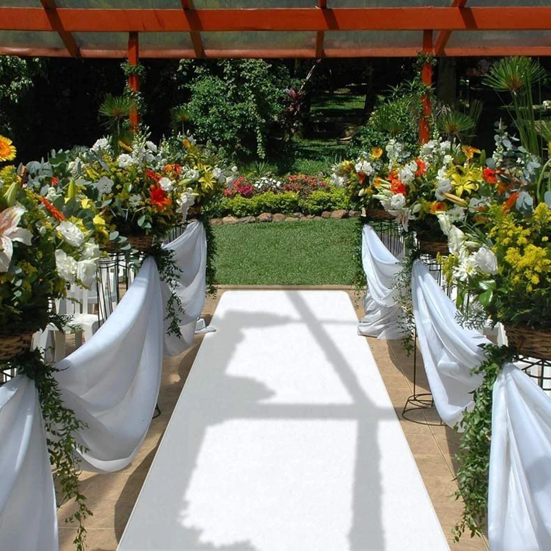 

Wedding Carpet Aisle Runner Non-slip Non-woven Fabric White Carpet Event Party Wedding Aisle Runner Custom Length Thickness 1 MM