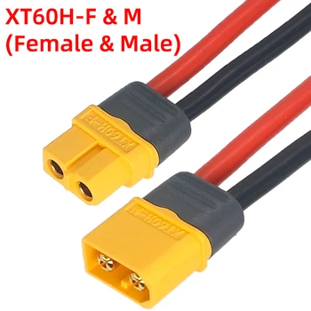Amass XT60 Cable Connector Male Female XT60H Plug with Sheath Cover 14AWG 12AWG Silicon Wire for RC Lipo Battery FPV Drone