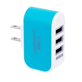 

Universal Candy Color 3USB Charger Travel Wall Charger Adapter Smart Mobile Phone Power Supply Charger for Tablets