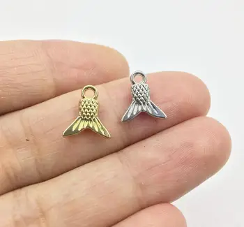 

Eruifa 20pcs 10mm Mini Mermaid Tail Zinc Alloy necklace,earring bracelet jewelry DIY handmade 2 colors