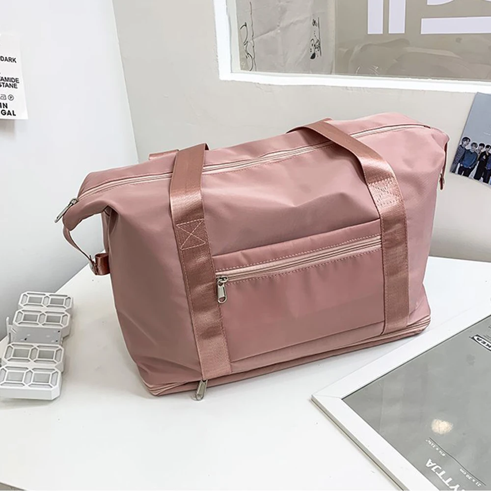 Fashion Waterproof Pink Sports Bag Sequin Letters Can Expand Dry Wet Separation Ladies One-Shoulder Airplane GYM | Спорт и