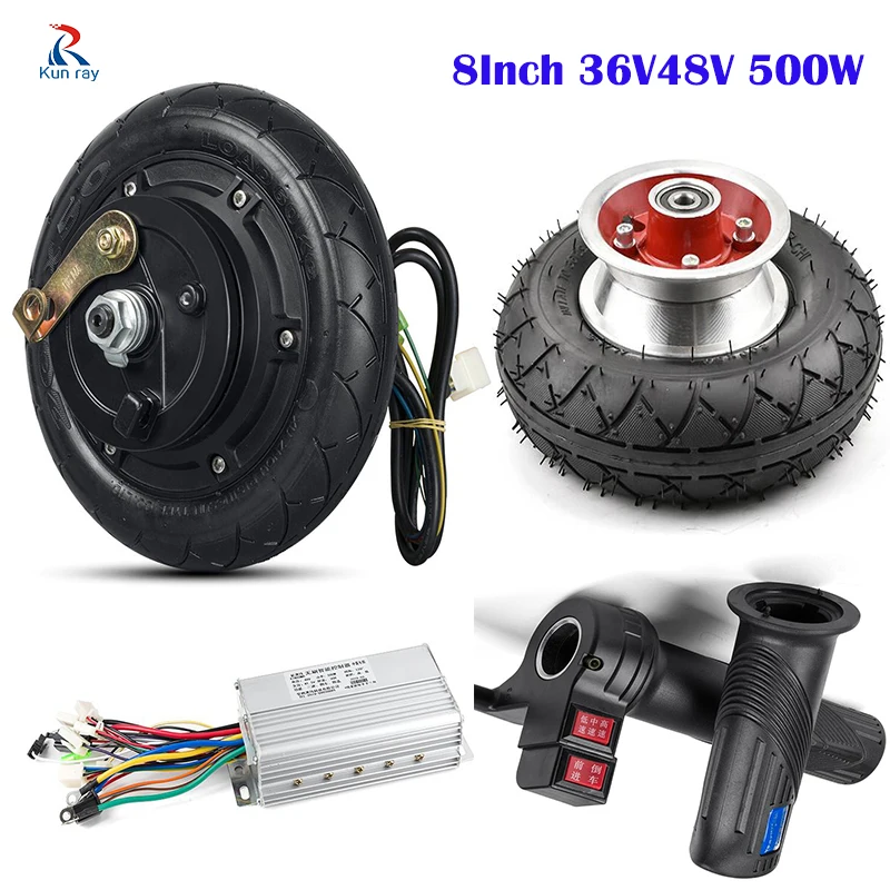 36V 48V 500W Motor Wheel For Scooter Electric Wheel Hub Motor kits Brushless Controller 8 inch, EBike Throttle, Front Wheel - Цвет: 48V 500W